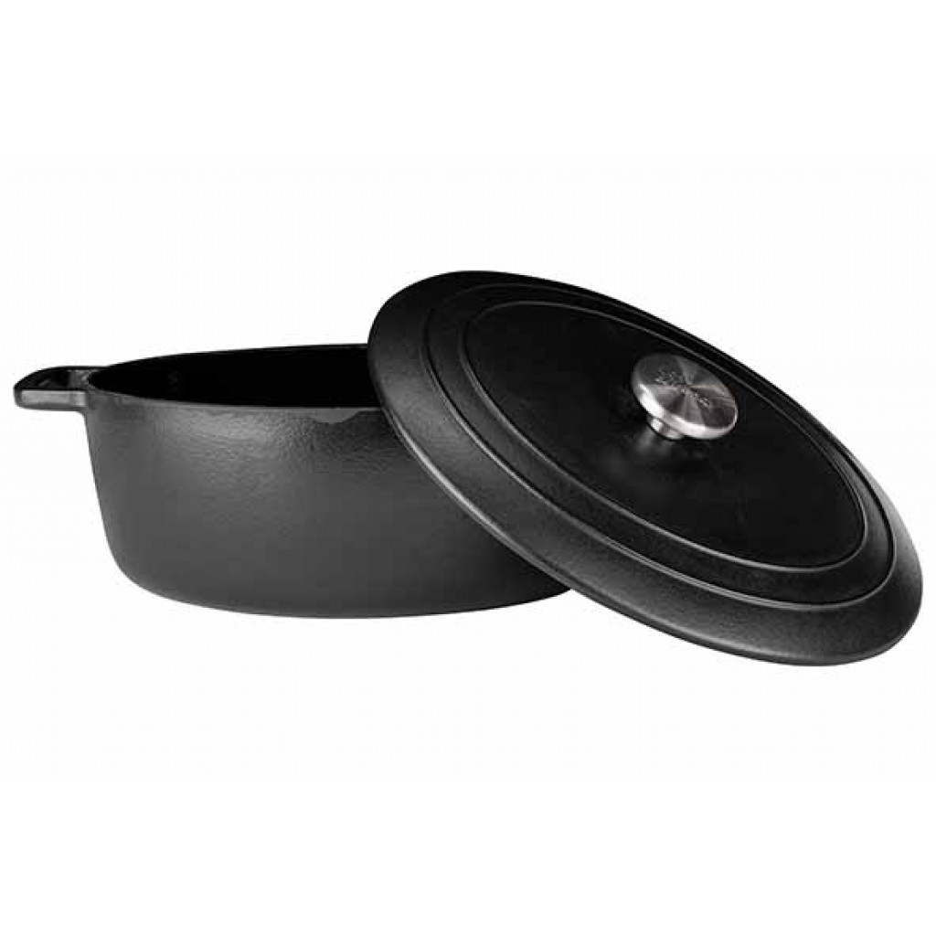 Cosy&Trendy FONTESTIC COOKING POT BLACK 31X24XH12CMOVAL CAST IRON WITH LID