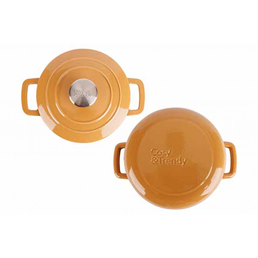 Cosy&Trendy FONTESTIC COOKING POT AMBER GOLD D20CMXH10,5CM 2,7L CAST IRON WITH LID