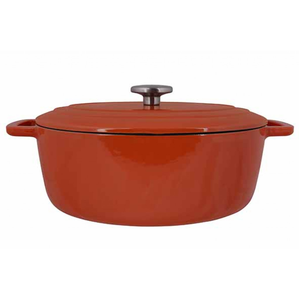 Cosy&Trendy FONTESTIC COOKING POT RUST 31X24XH12CM OVAL CAST IRON WITH LID