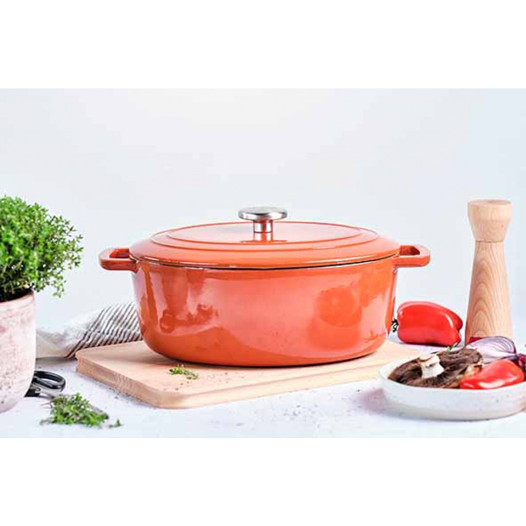 Cosy&Trendy FONTESTIC COOKING POT RUST 31X24XH12CM OVAL CAST IRON WITH LID