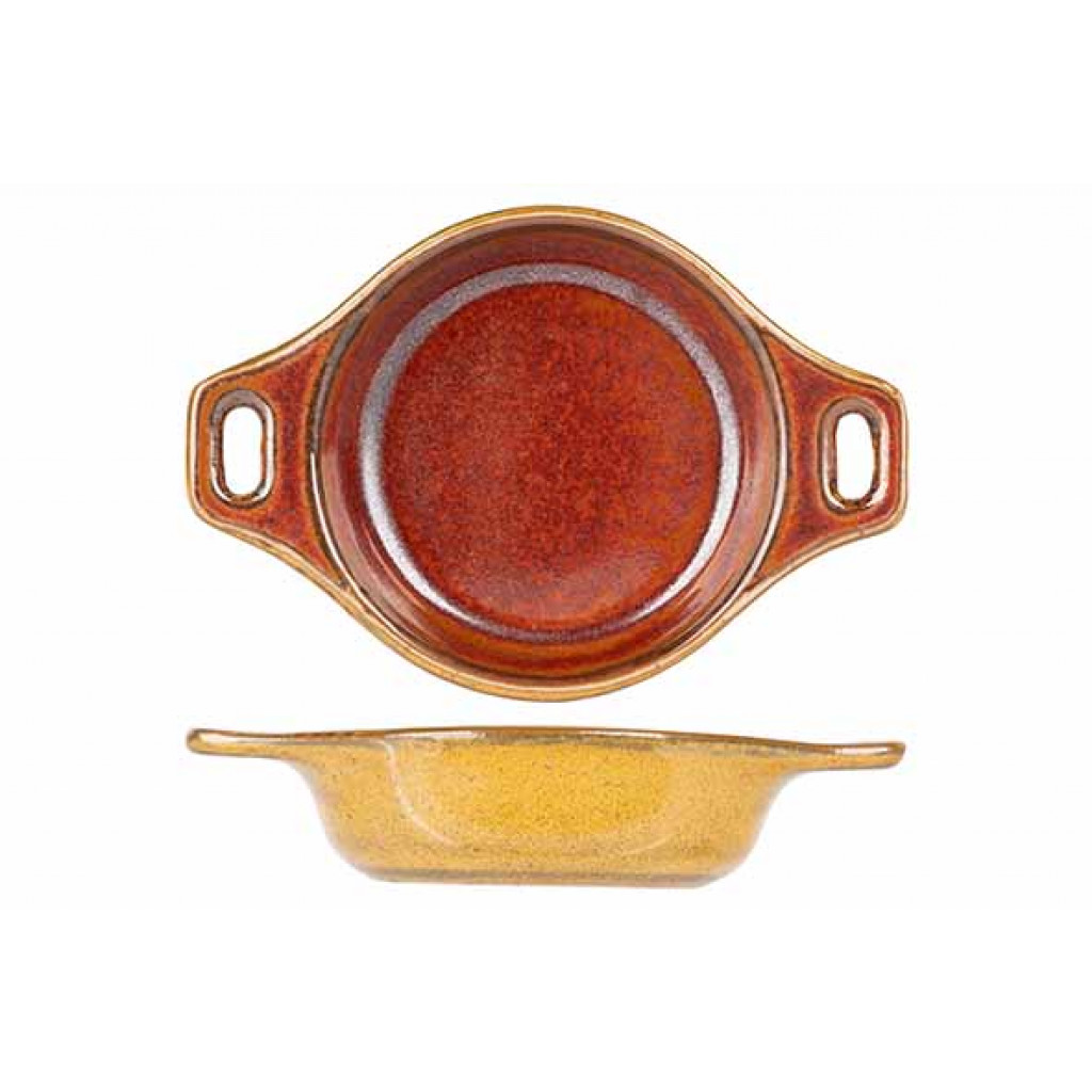 Cosy&Trendy ELEMENTS MUSTARD APERO DISH 9,4X6,6XH2,9CM WITH HANDLES