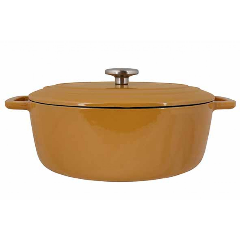 Cosy&Trendy FONTESTIC COOKING POT AMBER GOLD 31X24XH12CM OVAL CAST IRON WITH LID