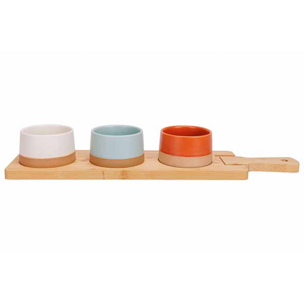 Cosy&Trendy DELA APEROSET 4PCS - SERVING BOARD 48X12CM + 3X BOWL D9,5X5,5CM