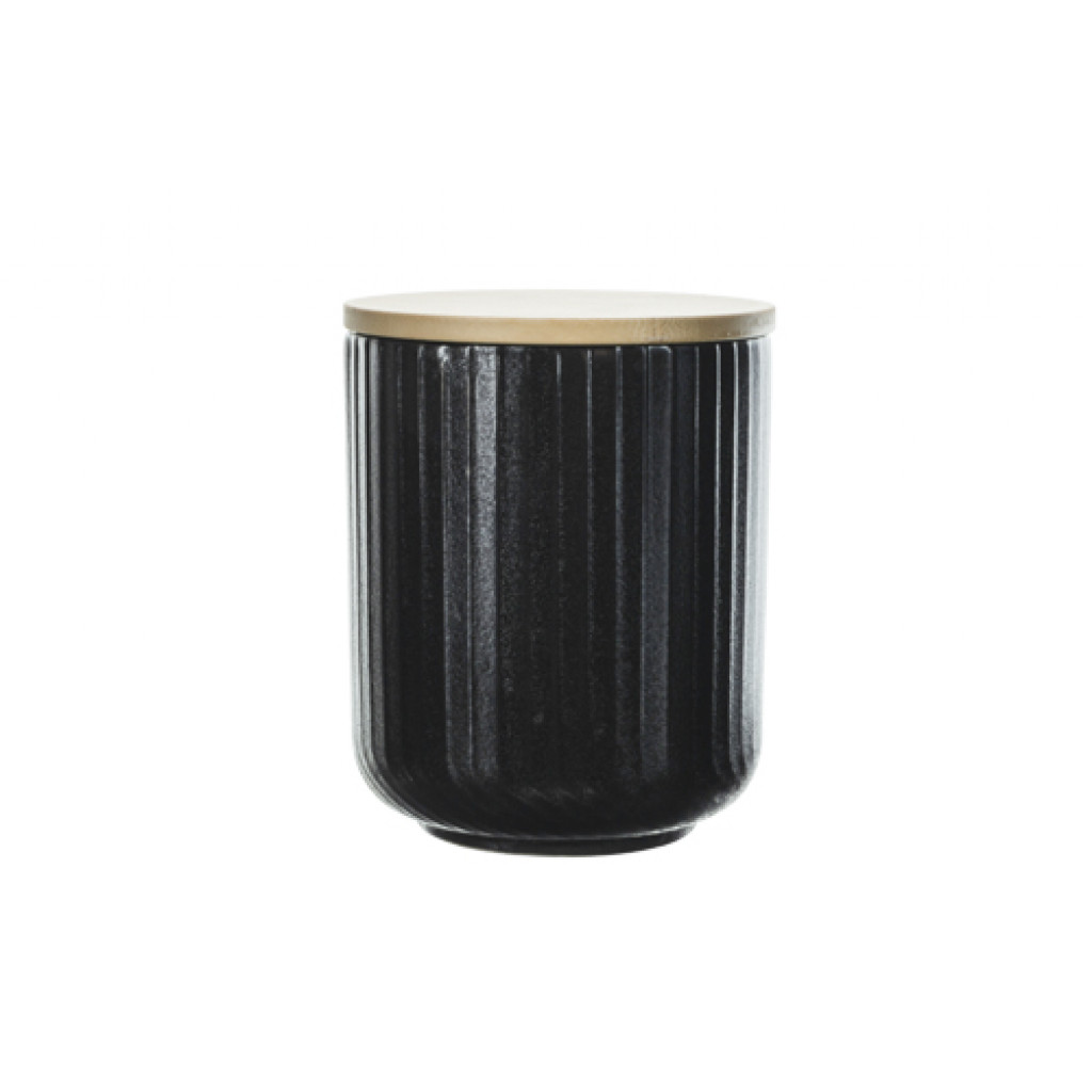 Cosy&Trendy DAKOTA BLACK STORAGE POT D11XH14CM1L - WITH WOODEN LID