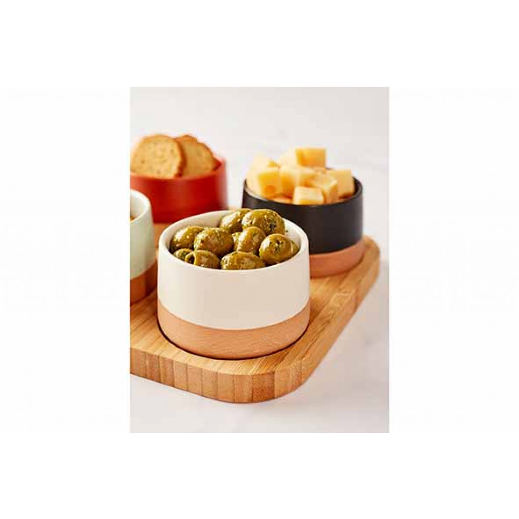 Cosy&Trendy DELA APEROSET 5PCS - SERVING BOARD 22X22CM + 4X BOWL D9,5X5,5CM