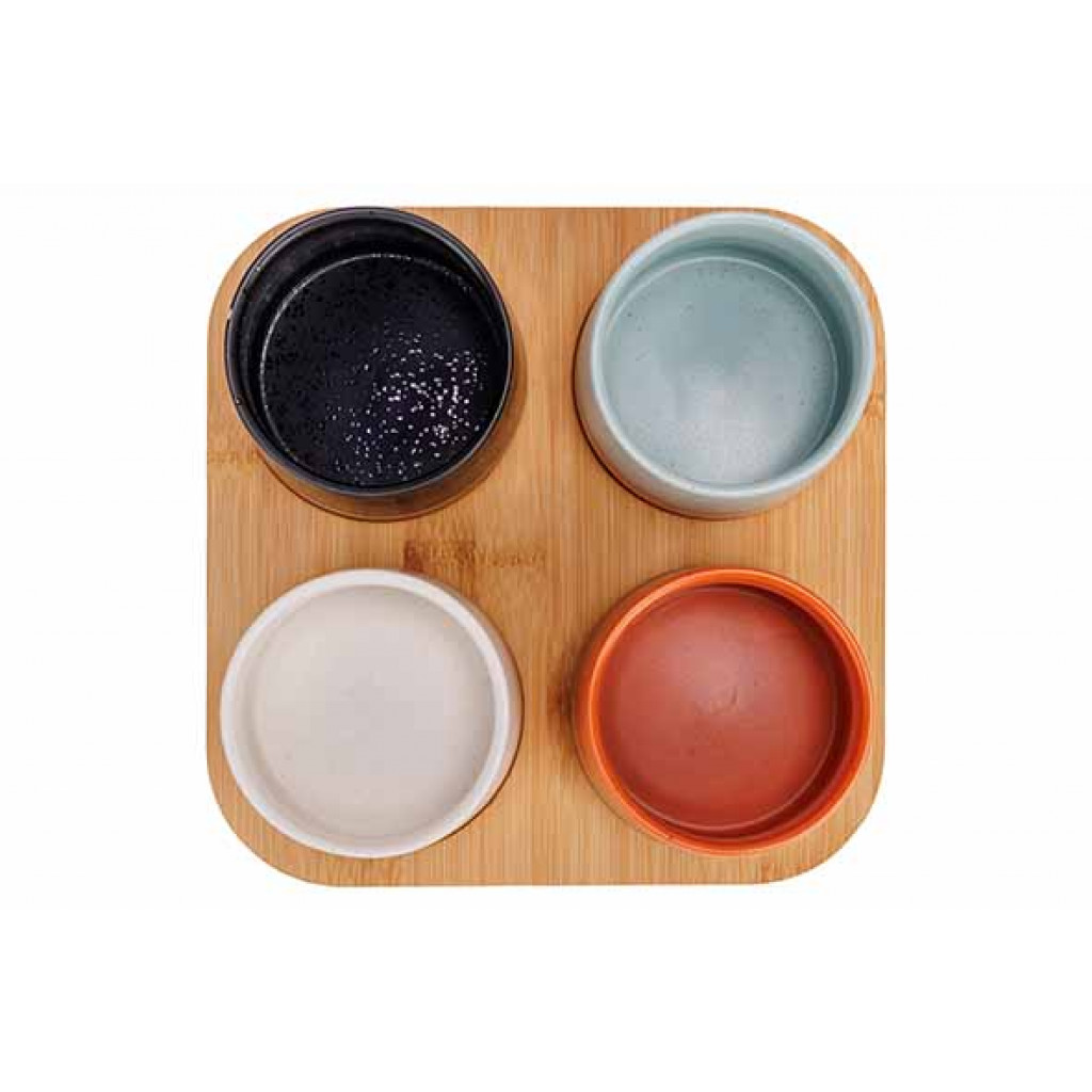 Cosy&Trendy DELA APEROSET 5PCS - SERVING BOARD 22X22CM + 4X BOWL D9,5X5,5CM