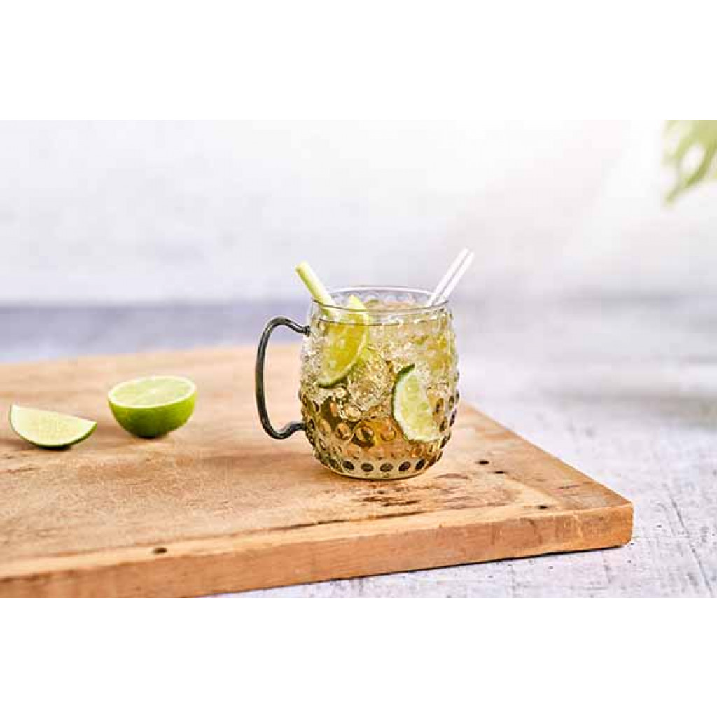 Cosy&Trendy MOSCOW MULE GLASS HAMMERTONE SET2 BLACKTRANSPARENT INCL. 2 ECO STRAWS