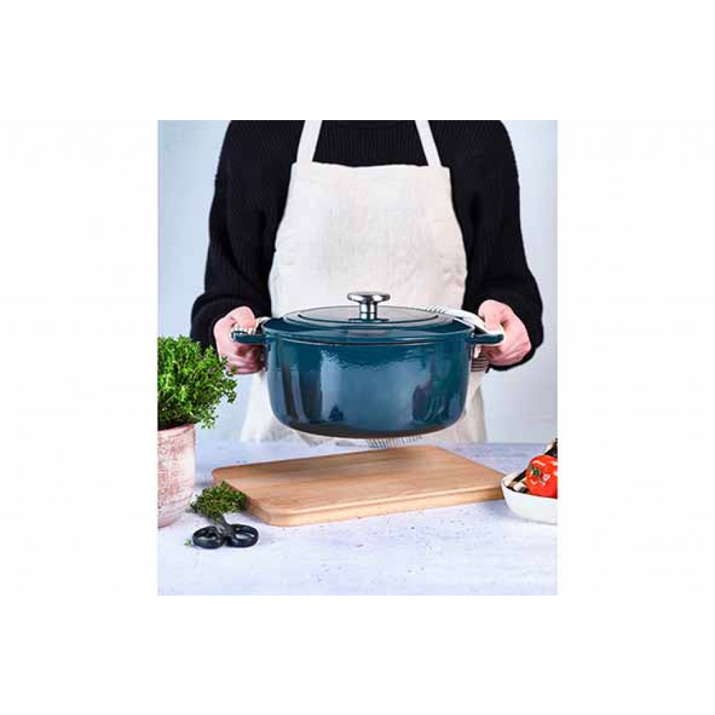 Cosy&Trendy FONTESTIC COOKING POT GREEN HERON D28XH13CM CAST IRON WITH LID