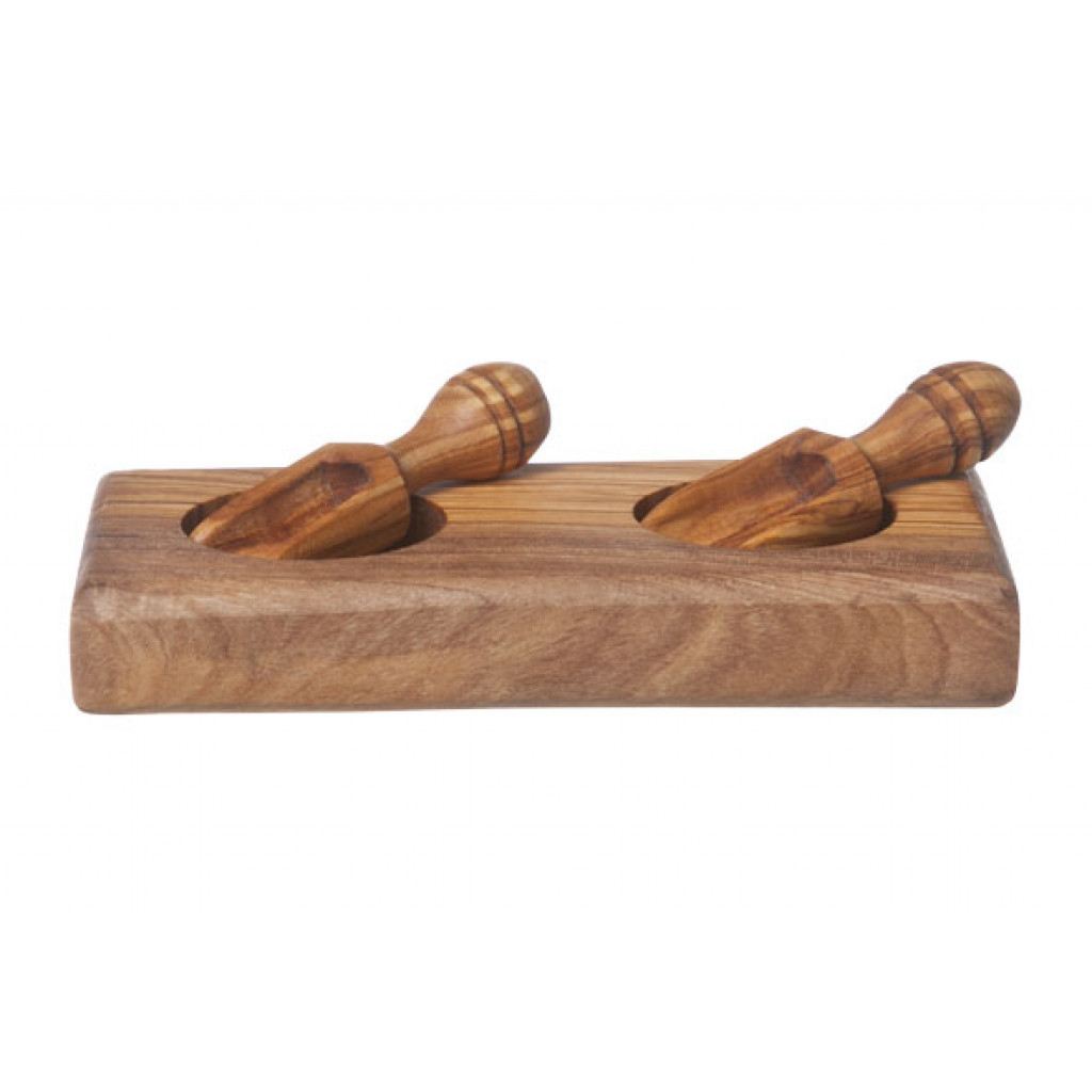 Cosy&Trendy PEPPER-AND SAL SET WITH 2 SCOOPS14x6CM OLIVEWOOD