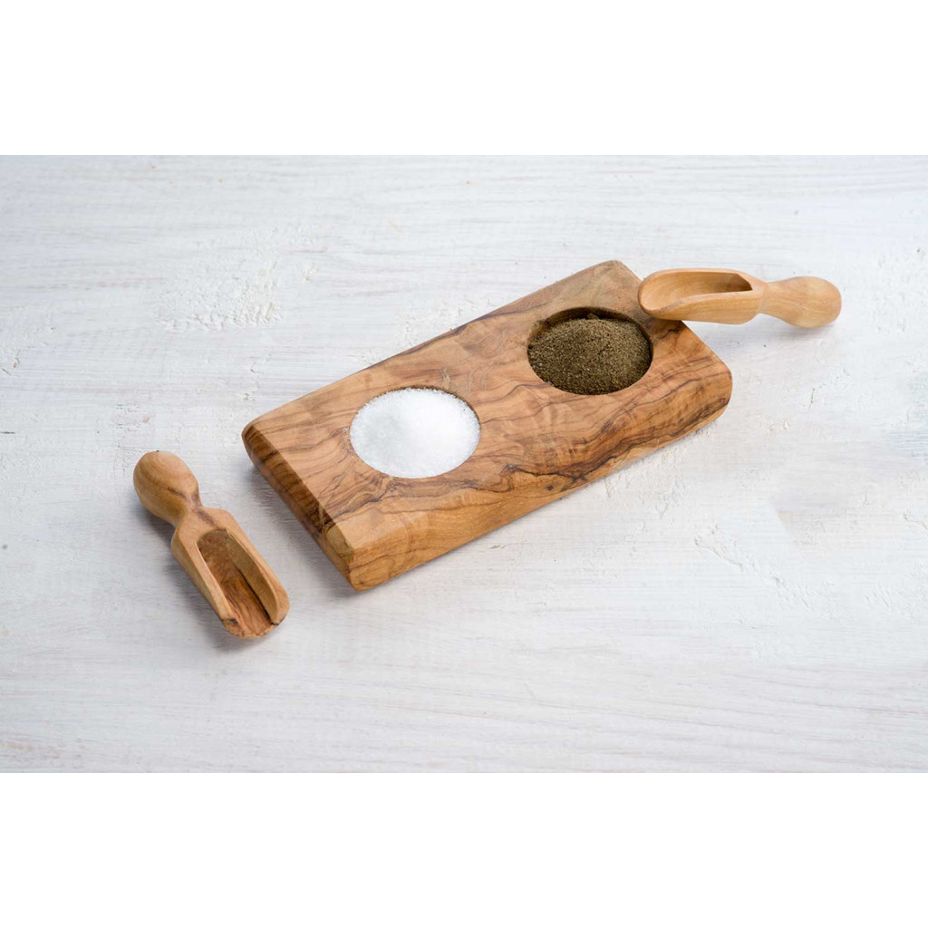 Cosy&Trendy PEPPER-AND SAL SET WITH 2 SCOOPS14x6CM OLIVEWOOD