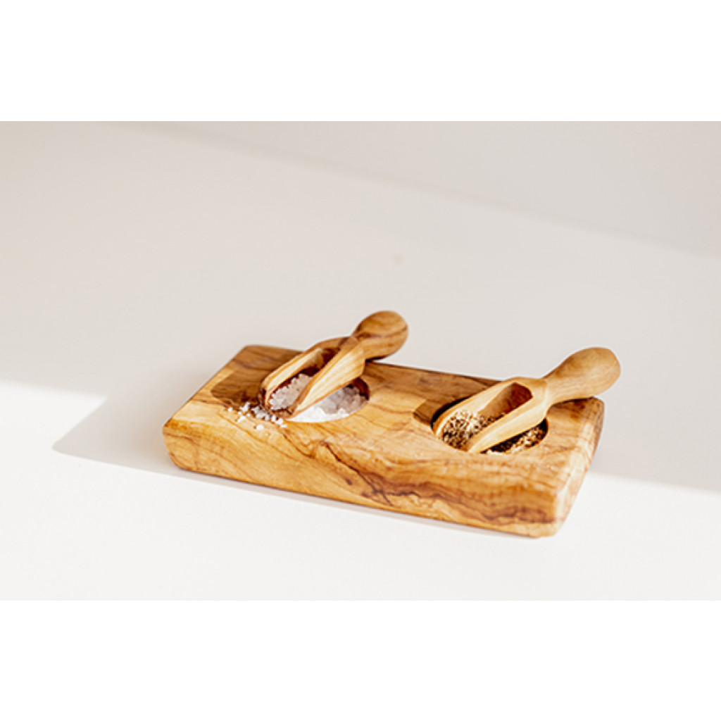 Cosy&Trendy PEPPER-AND SAL SET WITH 2 SCOOPS14x6CM OLIVEWOOD