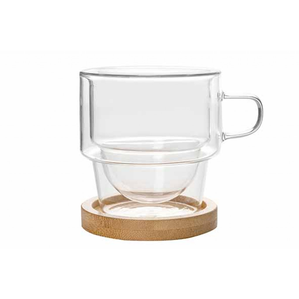 Cosy&Trendy OMAGIO CAFE CLASSICO 180ML W/COASTER S2D8.4XH8.4CM DOUBLE-WALLED - BOROSILICATE