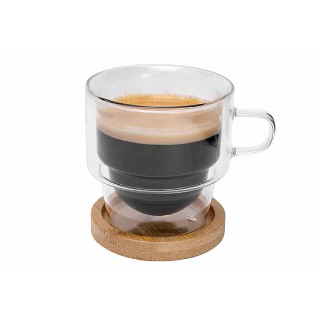 Cosy&Trendy OMAGIO CAFE CLASSICO 180ML W/COASTER S2D8.4XH8.4CM DOUBLE-WALLED - BOROSILICATE