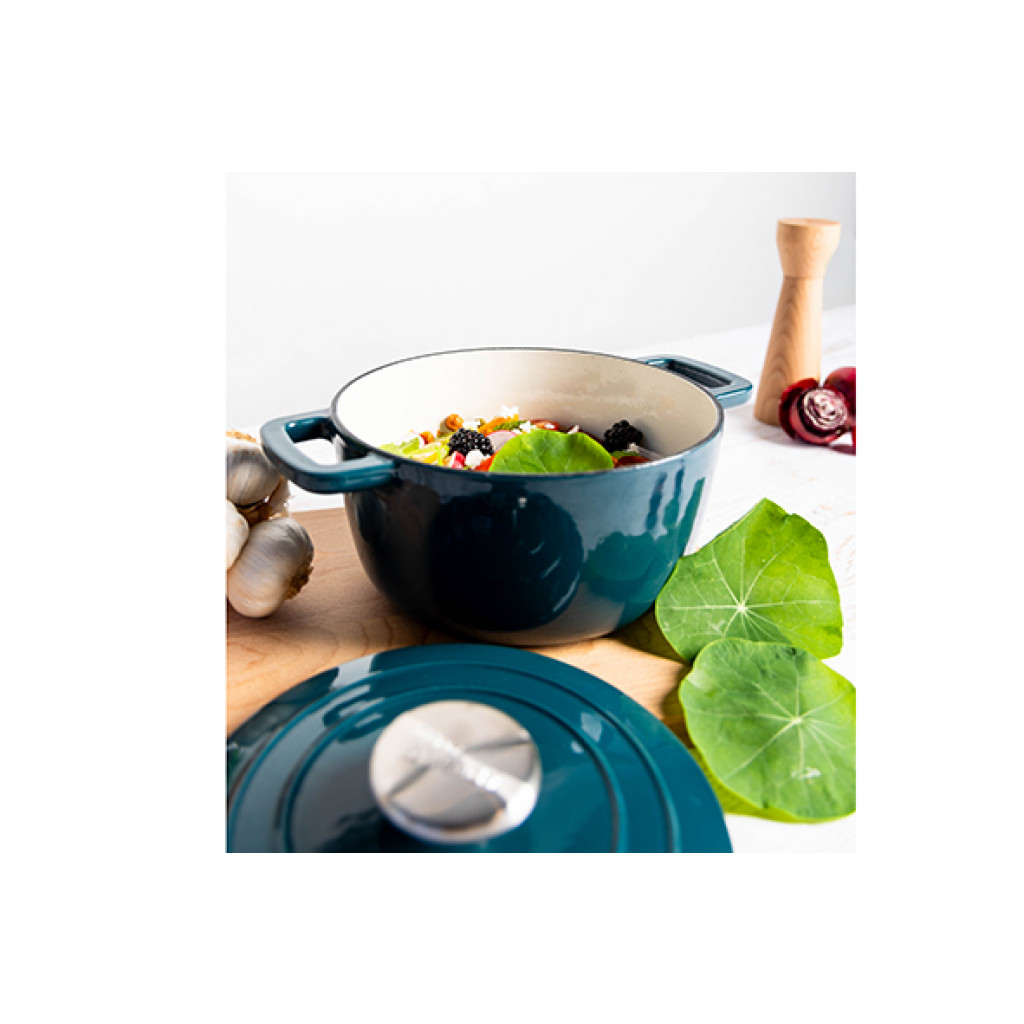 Cosy&Trendy FONTESTIC COOKING POT GREEN HERON D20CMXH10,5CM 2,7L CAST IRON WITH LID