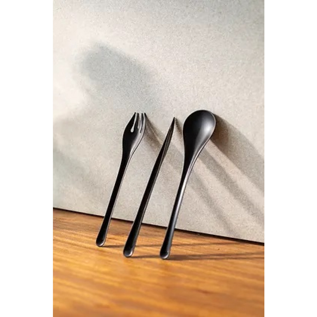 Cookplay EKO Set 1 Black : Fork, knife, spoon and napkin