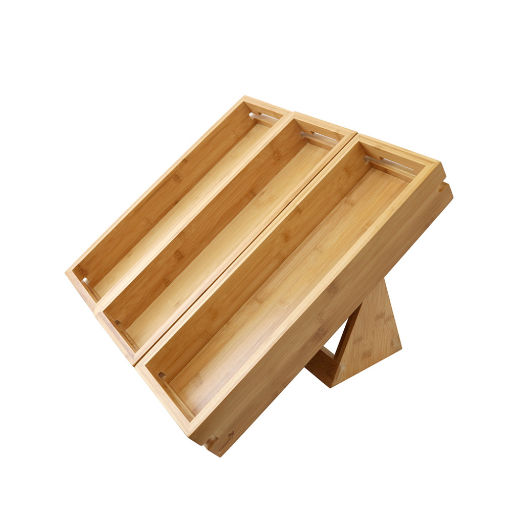 Rosseto Natura™ Bamboo 3 Medium Trays & Stand Set (4 pcs.), 1 EA