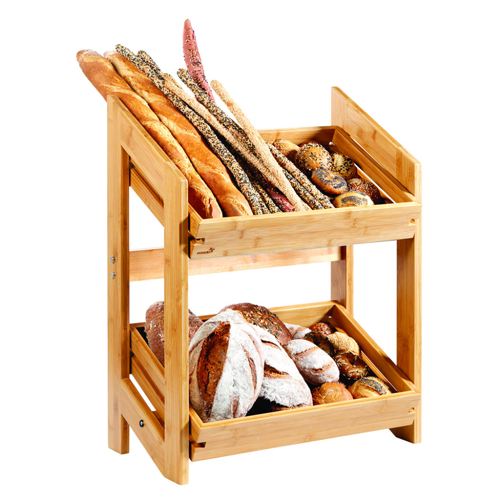 Rosseto Natura™ Bamboo Bread Stand with 2 Bamboo Trays, 1 EA