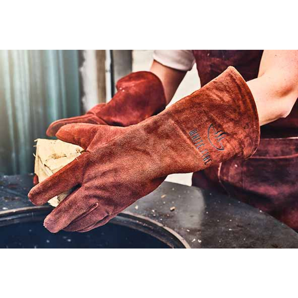 Cosy&Trendy WHITE FIRE BBQ GLOVES LEATHER