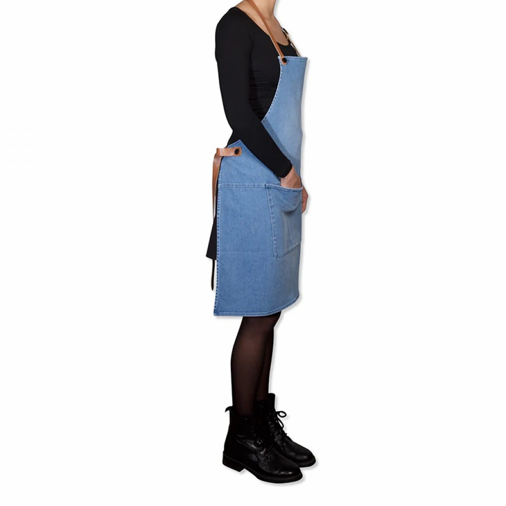 Dutch Deluxes BBQ Style Apron Washed Indigo 68x81x0,5cm