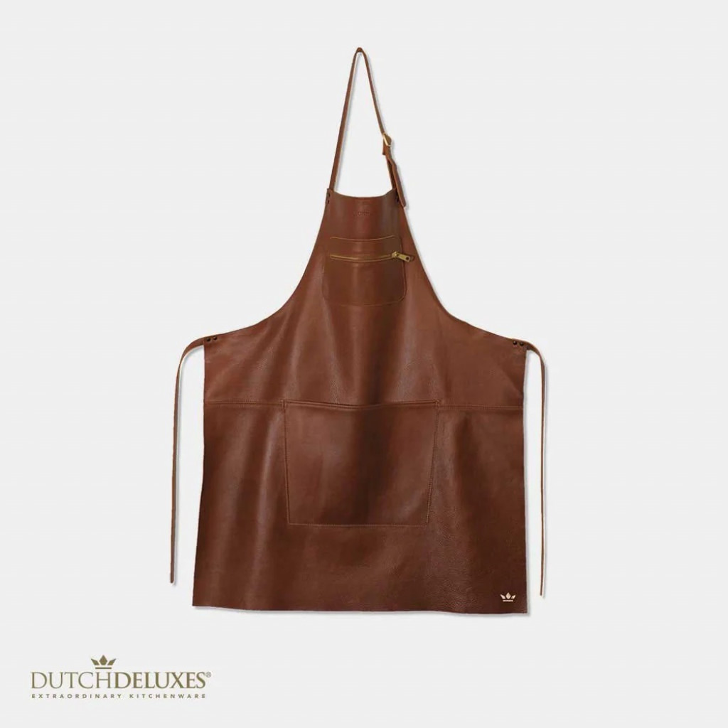 Dutchdeluxes Zipper Style Apron 100% full grain leather Classic Brown