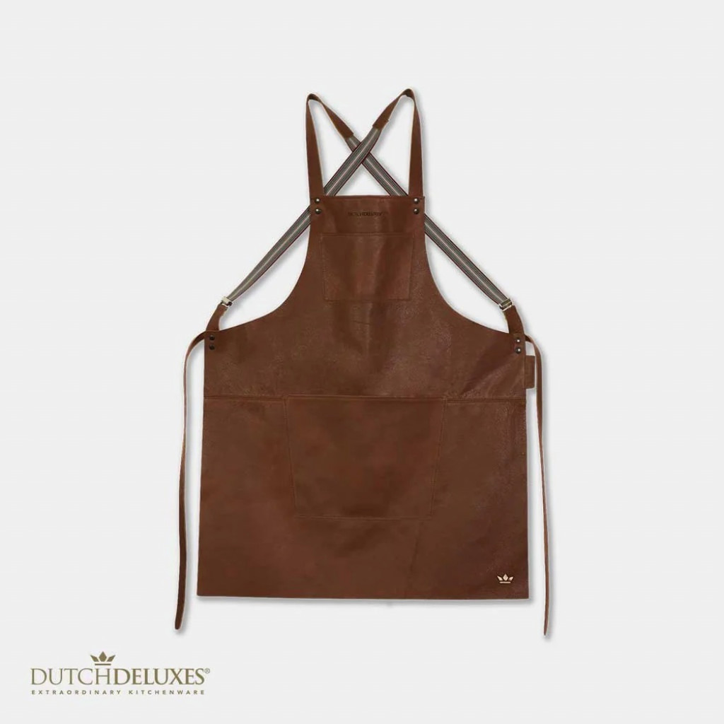 Dutchdeluxes Suspender Serie Apron 100% full grain leather Classic Brown