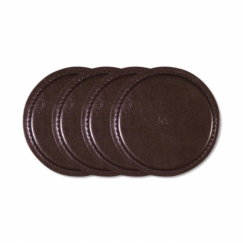 Dutchdeluxes Coasters | 4Pack 100% split leather Metallic Bronze