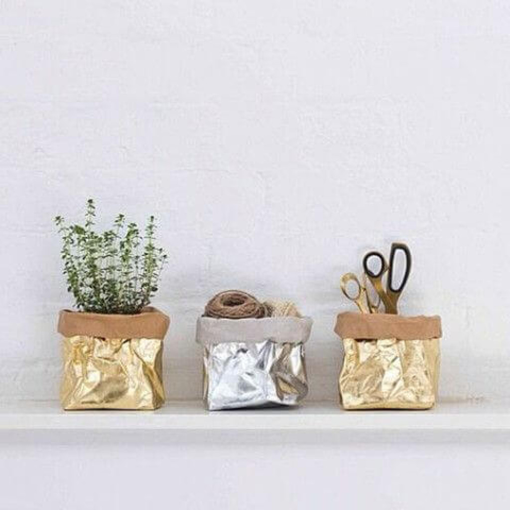 Uashmama Paper Bag Metallo Piccolo Avana/gold