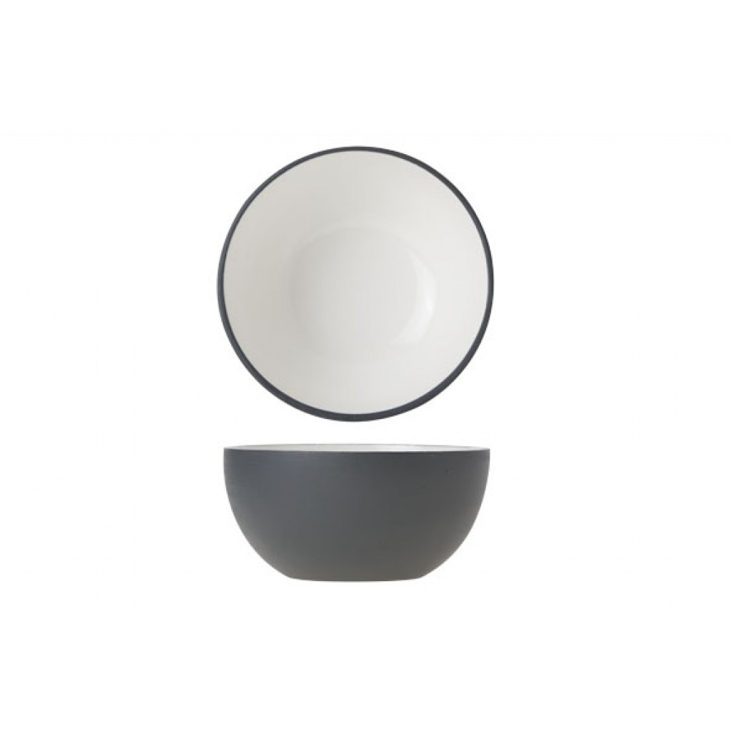 Cosy&Trendy ALU BOWL 10.5XH5CM WHITE ENAMEL GREY GRAPHITE