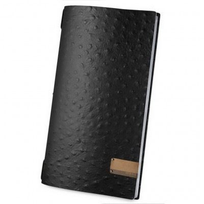 DAG style menu cover MAXI PATCH label “menu” 4 envelopes elastic cord FASHION BLACK OSTRICH