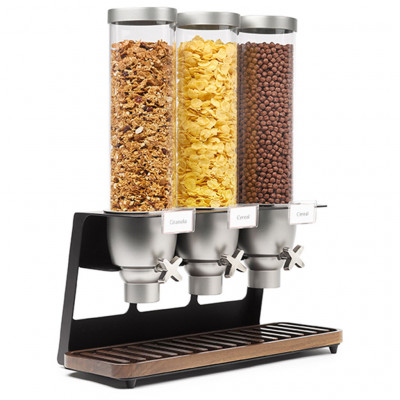 Rosseto EZ-SERV® 1.3 Gal. 3-Container Tabletop Dispenser with Walnut Tray, 1 EA