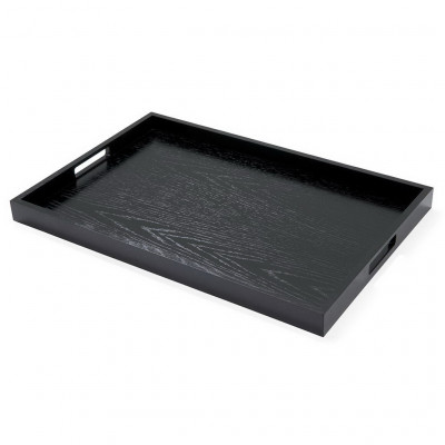 Craster  Black Rectangular Modern Tray Black  600 × 400 × 40 mm