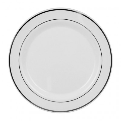 Dalebrook White Plate with Silver Rim 230mm (120 pack) 120 pcs