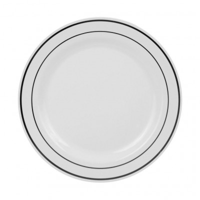 Dalebrook White Plate with Silver Rim 190mm (120 pack) 120 pcs