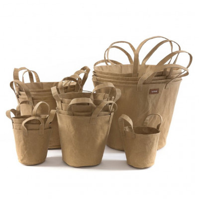 Uashmama paper basket with handles L sand