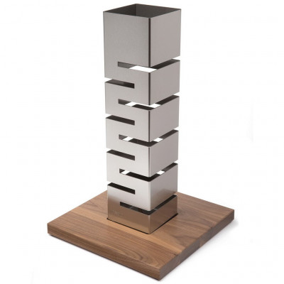 Rosseto Tall Stainless Steel Multi-Level Column Riser with Walnut Base, 1 EA