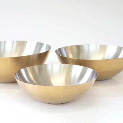 Craster Tilt Medium Brass Bowl Brass PVD 
and Stainless Steel 250ø × 85 mm