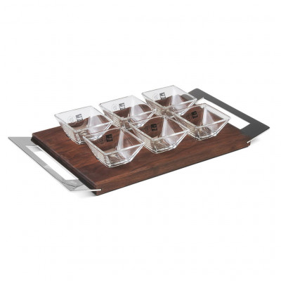 Elleffe Cutting board with 6 glass bowls