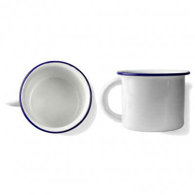 Enamel Cup White/Blue Ø8