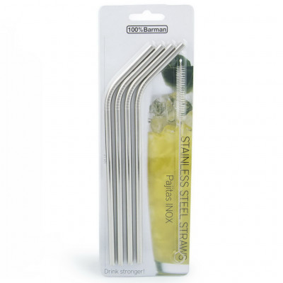 100% Chef Stainless Steel Straws Bent