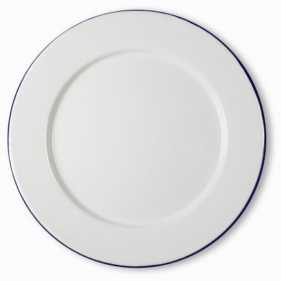 Enamel Dinner Plate White/Blue Ø27