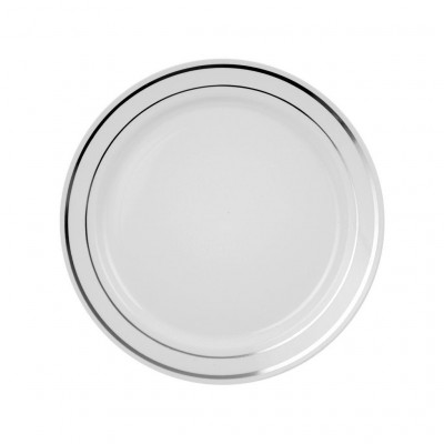 Dalebrook White Plate with Silver Rim 160mm (120 pack) 120 pcs