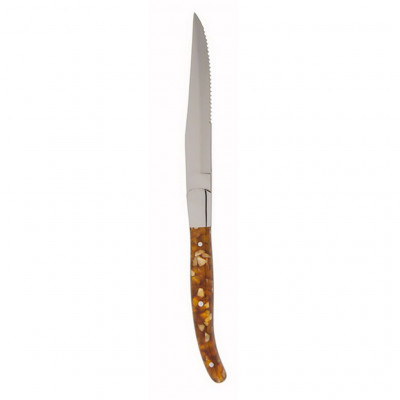 Fortessa SS Provençal Amber Handle Serrated Steak Knife 23cm