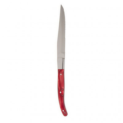 Fortessa SS Provençal Red Handle Serrated Steak Knife 23cm