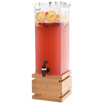 Rosseto Square 2 Gal. Beverage Dispenser with Bamboo Base, 1 EA