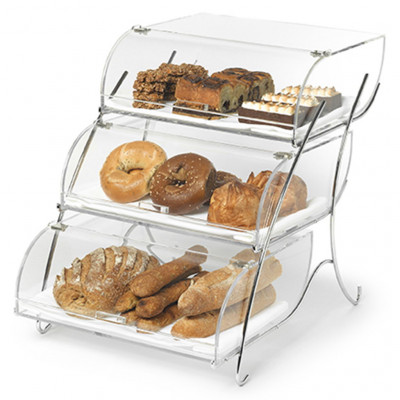 Rosseto Three-Tier Bakery Case with Stainless Steel Wire Stand, 1 EA