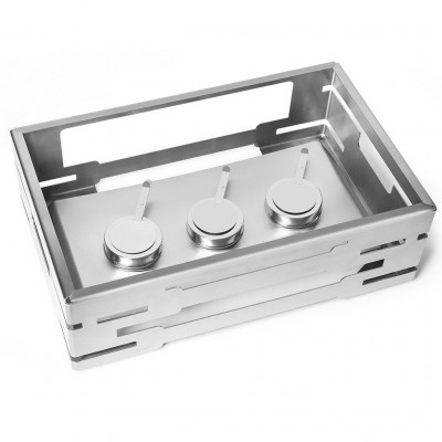 Rosseto Multi-Chef™ 7" Stainless Steel Warmer w/ 3 Fuel Holders and Reversible Burner Stand, 1 EA