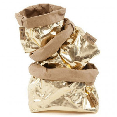 Uashmama Paper Bag M gold-sand