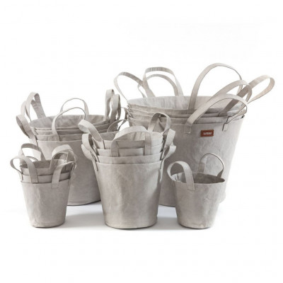 Uashmama paper basket with handles L gray