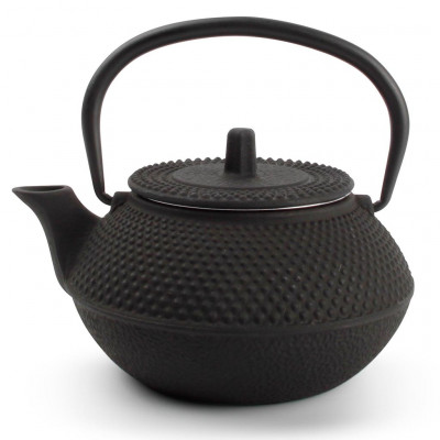 BonBistro O-Tea Teapot 40cl cast iron with ss strainer black