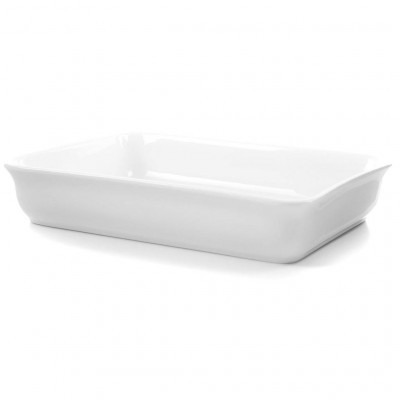 BonBistro Terracotta Baking dish 20x14cm rectangular white porc.